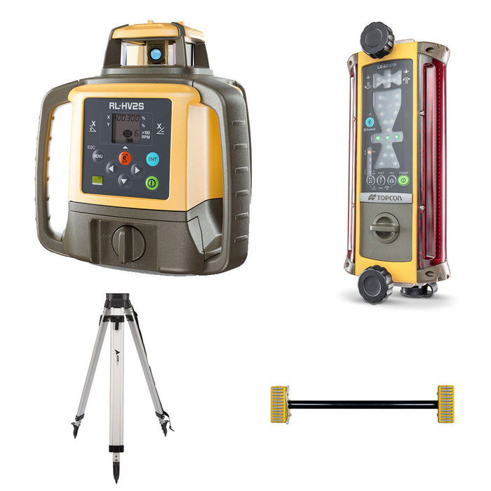 Excavator Machine Control Premium Package - Topcon RL-HV2S Grade Laser, LS-B200W Machine Control Receiver, Magnetic Mount, and Tripod