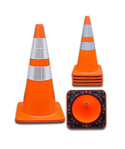 PVC Reflective Traffic Cone 18" with 6" Collar