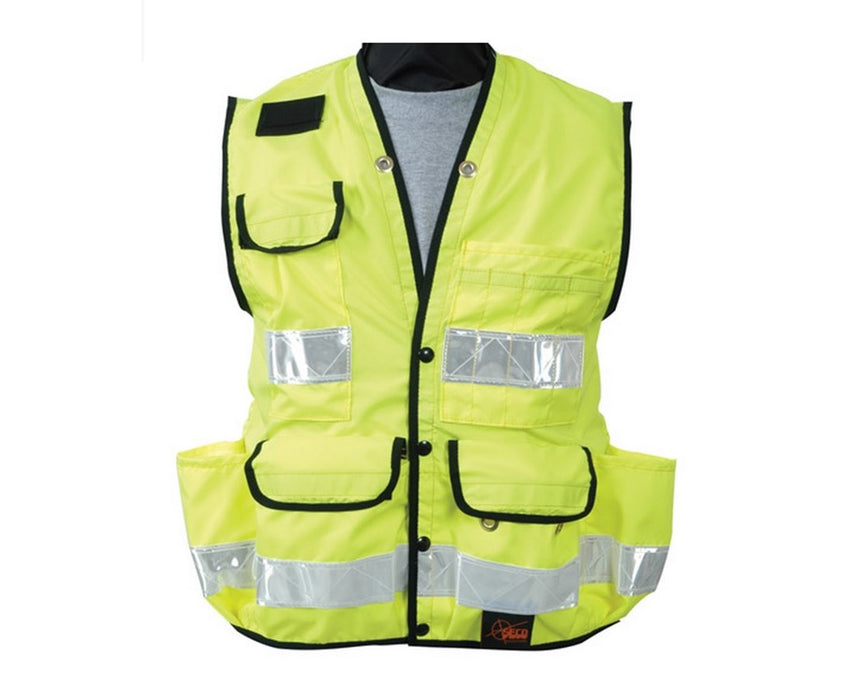 8069-Series Class 2 Surveyors Utility Vest w/ Mesh Back J-4XL Fluorescent Yellow