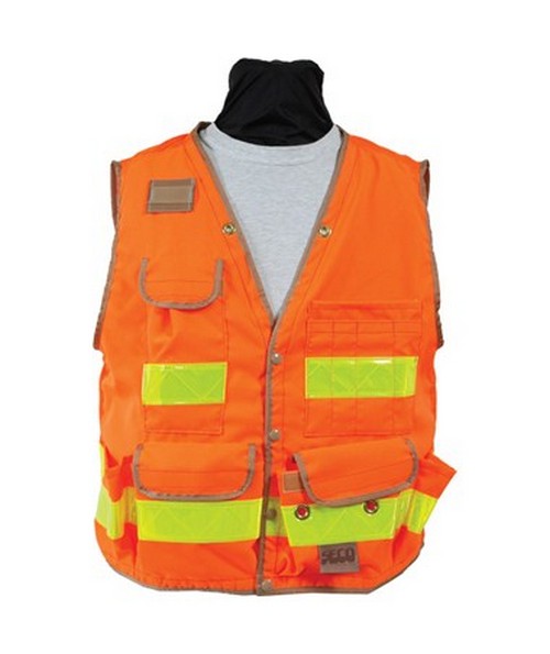 8069-Series Class 2 Surveyors Utility Vest w/ Mesh Back M-Medium Fluorescent Orange