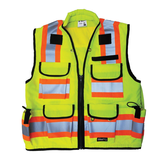 23-750-FL-M Premium Surveyors Vest, Flo-Lime Class 2