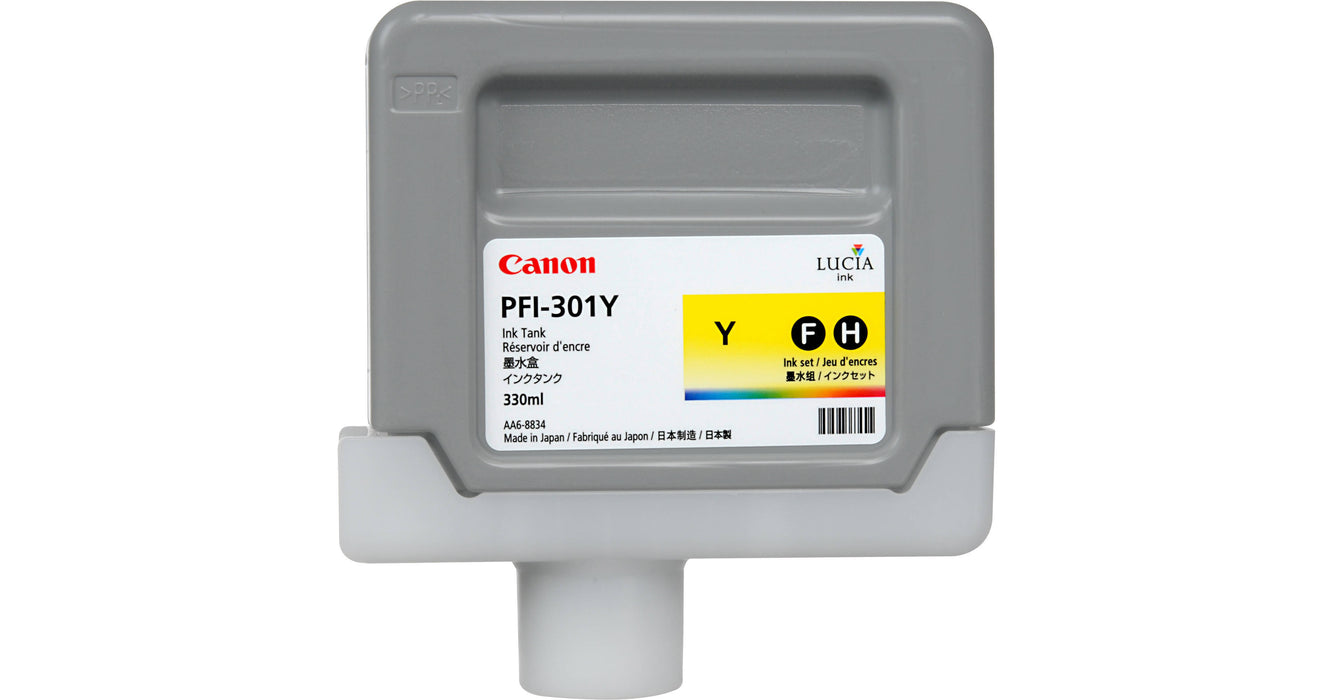 New, Pre-Owned - Canon PFI-301Y Standard-Yield Yellow Ink Cartridge, 1489B001AA