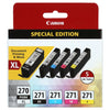 New, Pre-Owned - Canon PG-270XL Black and CLI-271 Black and color Ink Cartridges-5pack