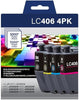 New, Pre-Owned - Brother LC406 Black and Color Ink Cartridges-4 pack