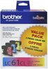 New, Pre-Owned - Brother LC61 Cyan, Magenta and Yellow Ink Cartridges (3 Pack)