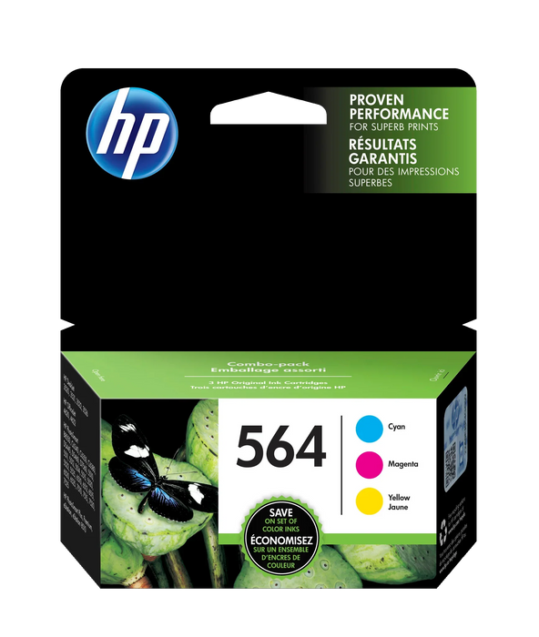 New, Pre-Owned - 564 Standard Yield Cyan, Magenta, Yellow ink cartridges-3 Pack