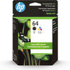 New, Pre-Owned - HP 64 Black and Tri-Color Ink Cartridge-2 Pack