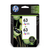 New, Pre-Owned - HP 63 (F6U61AN) Tri-Color Ink Cartridge- 2 Pack