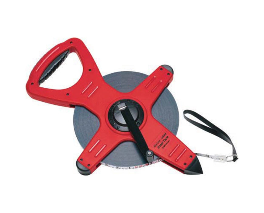 Nylon-Clad Pro Steel Measuring Tape [Type B end] - 300': Ft, Inches, 8ths