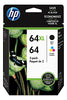 New, Pre-Owned - HP 64XL Black and 64 Tri-Color Ink Cartridge-2 Pack