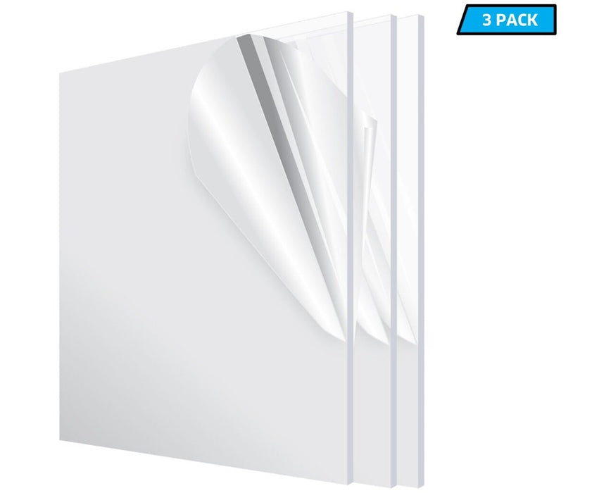 Clear Acrylic Plexiglass Sheet 1/8 Inches Thick 12" x 12" (3 Pack)