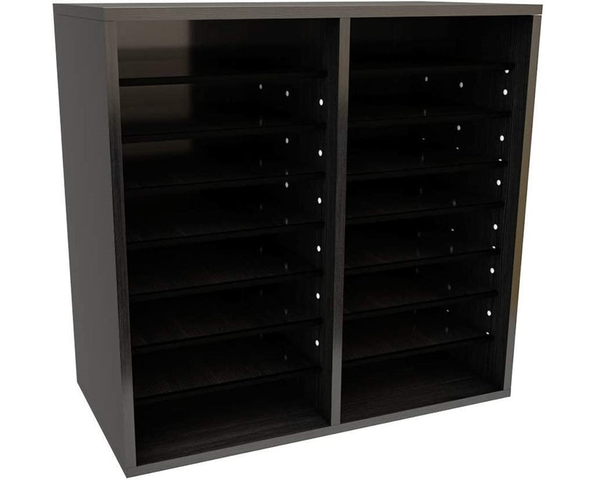16 Compartments Wooden Literature Organizer Black
