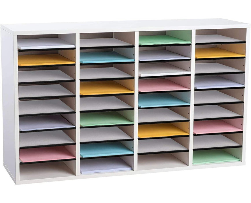 Wooden Literature Organizer 36 Compartments White