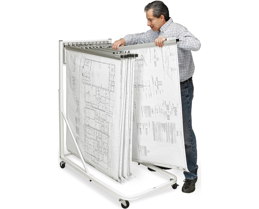 Blueprint Storage Vertical File Rolling Stand With 12 Brackets