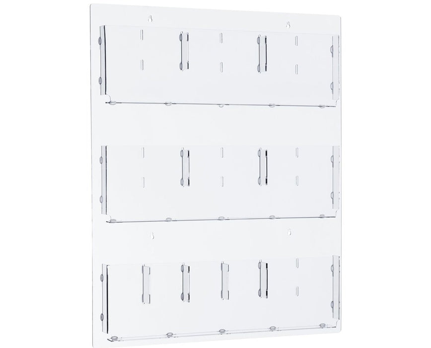 Hanging Magazine Rack with Adjustable Pockets 29 x 35 inches, Clear