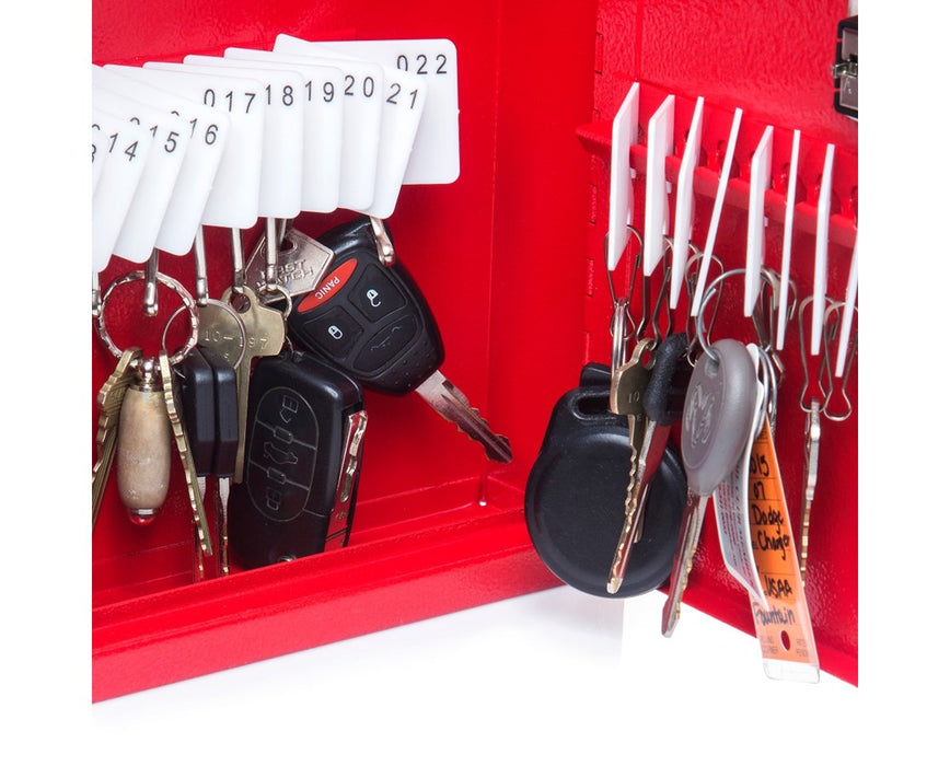 AdirOffice Key Cabinet with Combination Lock, 40 Hooks Red 682-40-RED