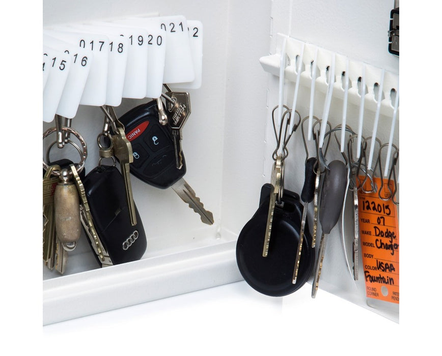 AdirOffice Key Cabinet with Combination Lock, 40 Hooks White 682-40-WHI