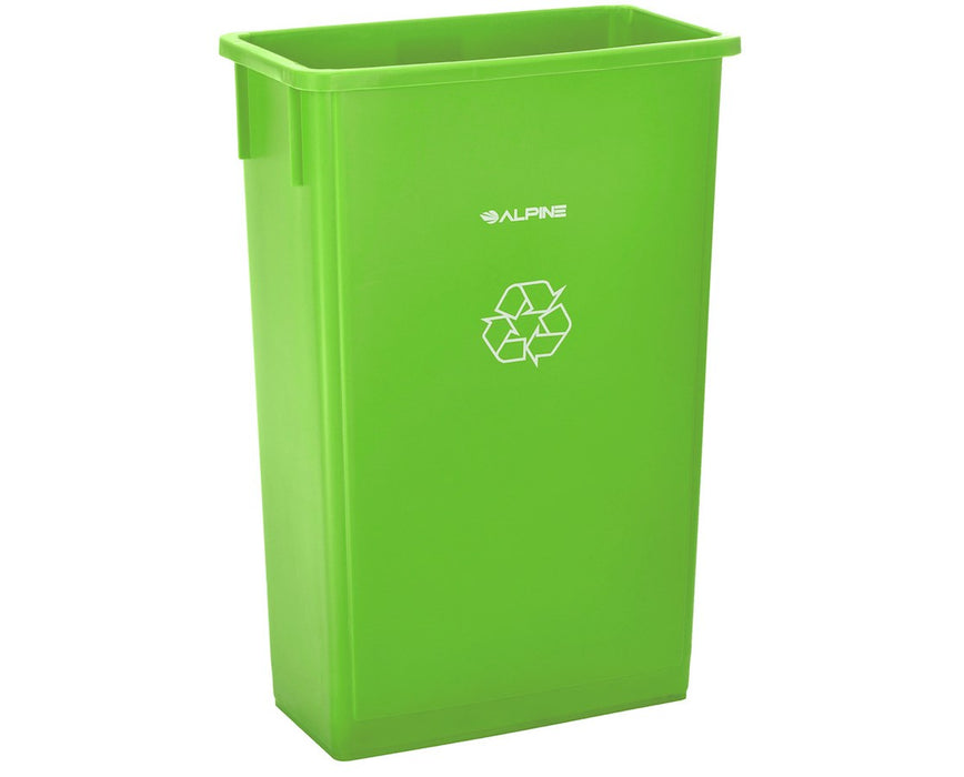 23-Gallon Slim Trash Can - Lime Green w/ Recycling Label - 1 ea