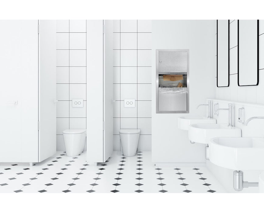 Surface Mount Stainless Steel Paper Towel Dispenser and Waste Receptacle
