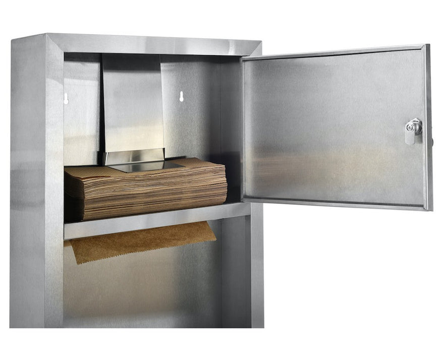 Recessed Stainless Steel Paper Towel Dispenser and Waste Receptacle