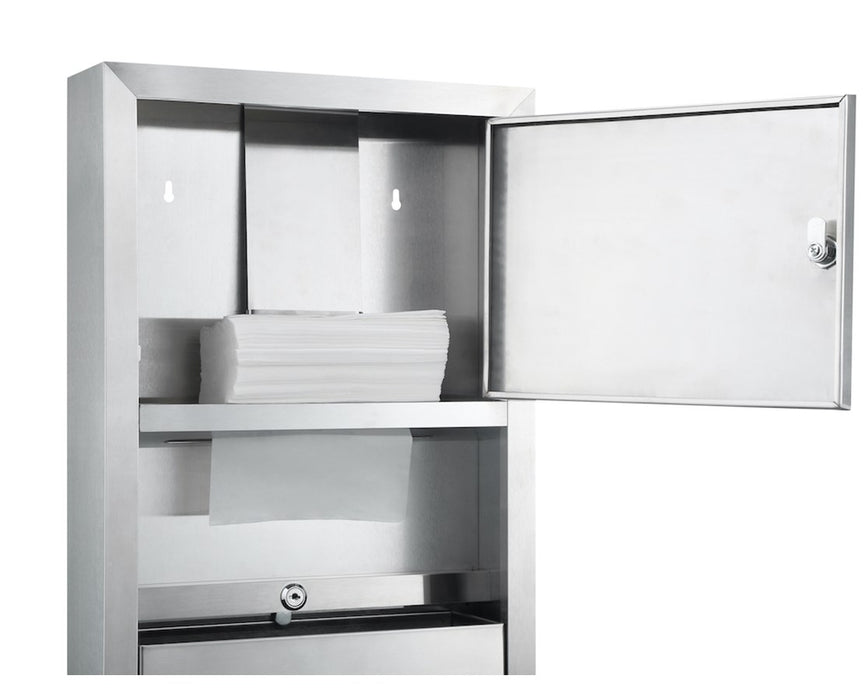 Recessed Stainless Steel Paper Towel Dispenser and Waste Receptacle