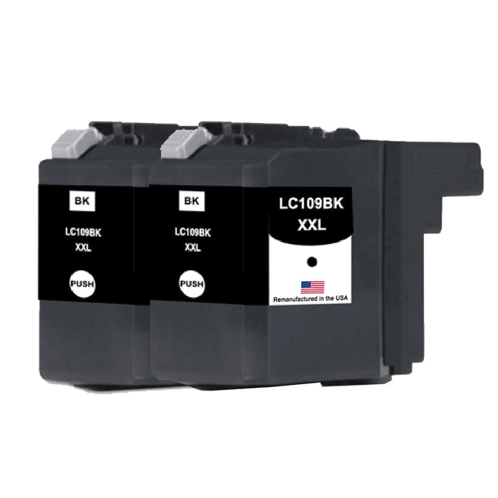 U.S. Remanufactured for Brother LC109BK XXL Super High Yield Black Twin Pack Ink Cartridges