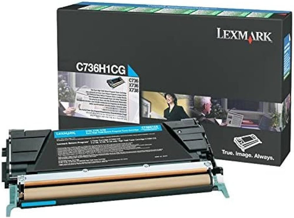 New, Pre-Owned - Lexmark C736/X736 High Yield Cyan Toner Cartridge, C736H1CG