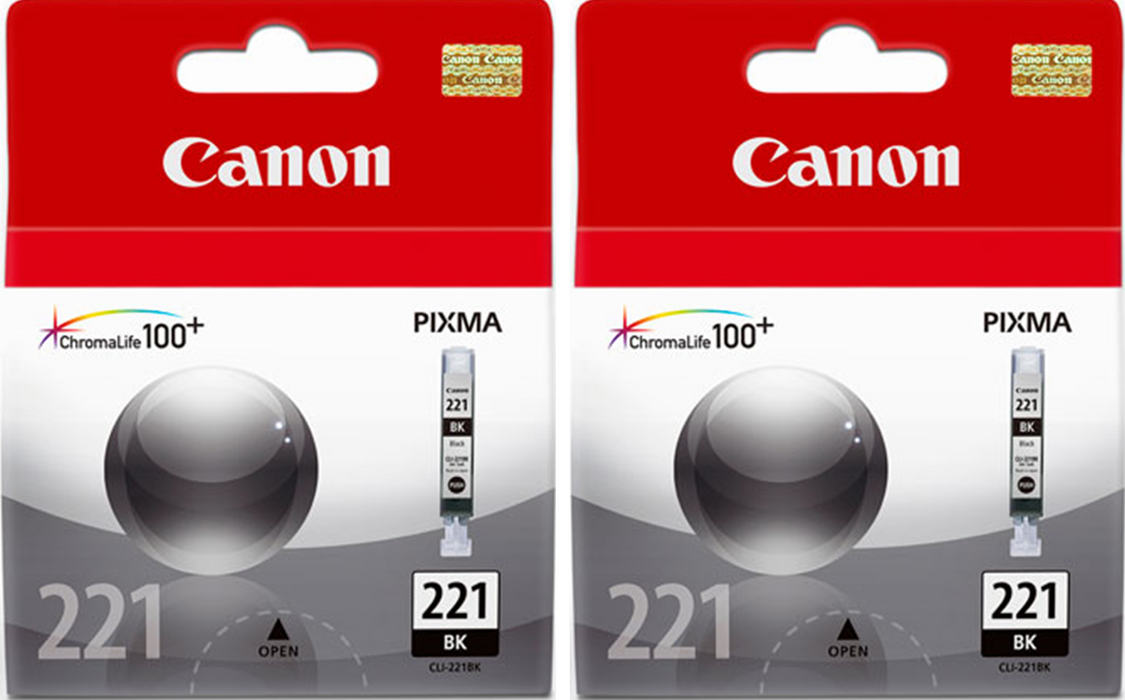 New, Pre-Owned - Canon CLI-221 Black Ink Cartridges- 2 Pack