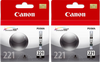 New, Pre-Owned - Canon CLI-221 Black Ink Cartridges- 2 Pack