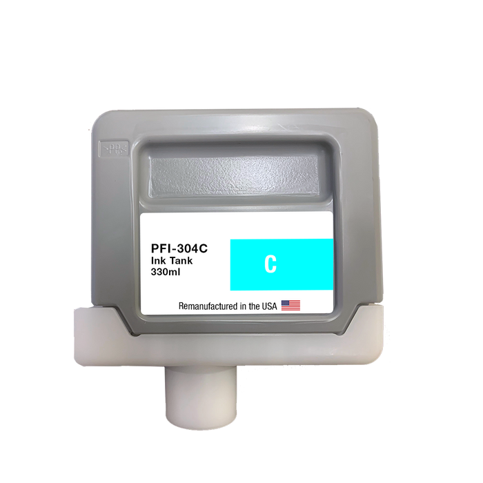 U.S. Remanufactured for Canon PFI-304C 330ml Cyan Ink Cartridge