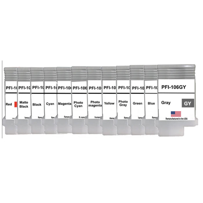 U.S. Remanufactured Ink Cartridges for Canon PFI-106 130mL 12-Pack