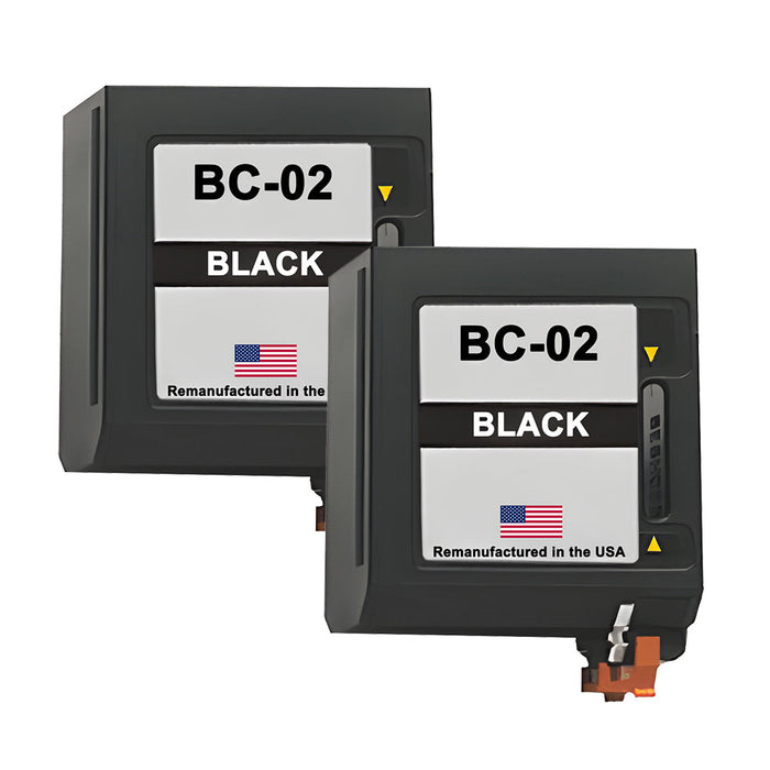 U.S. Remanufactured for Canon BC-02 Black Ink Cartridges Twin Pack
