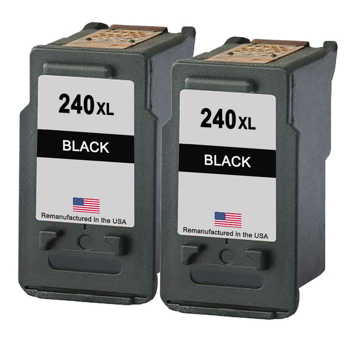 U.S. Remanufactured for Canon PG-240XL Black Twin Pack High Yield Ink Cartridges
