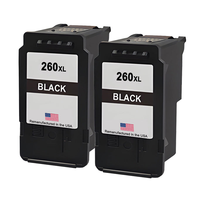 U.S. Remanufactured for Canon PG-260XL Black Ink Cartridge Twin Pack