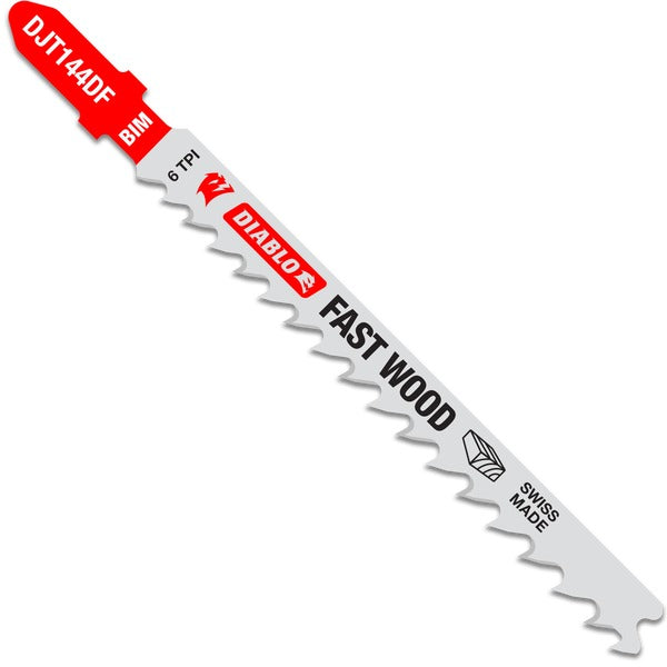 Diablo DJT144DF5 4 in. 6 TPI Bi-Metal T-Shank Jig Saw Blades for Fast Wood Cuts (5-Pack)
