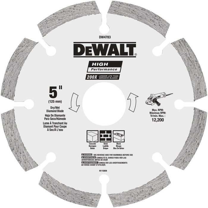 DEWALT DW4783 5-Inch HP Segmented Diamond Blade