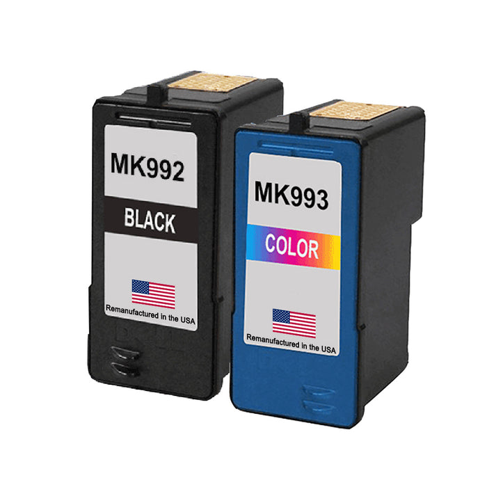 U.S. Remanufactured for Dell Series 9 MK992 Black / MK993 Color Ink Cartridges Combo Pack