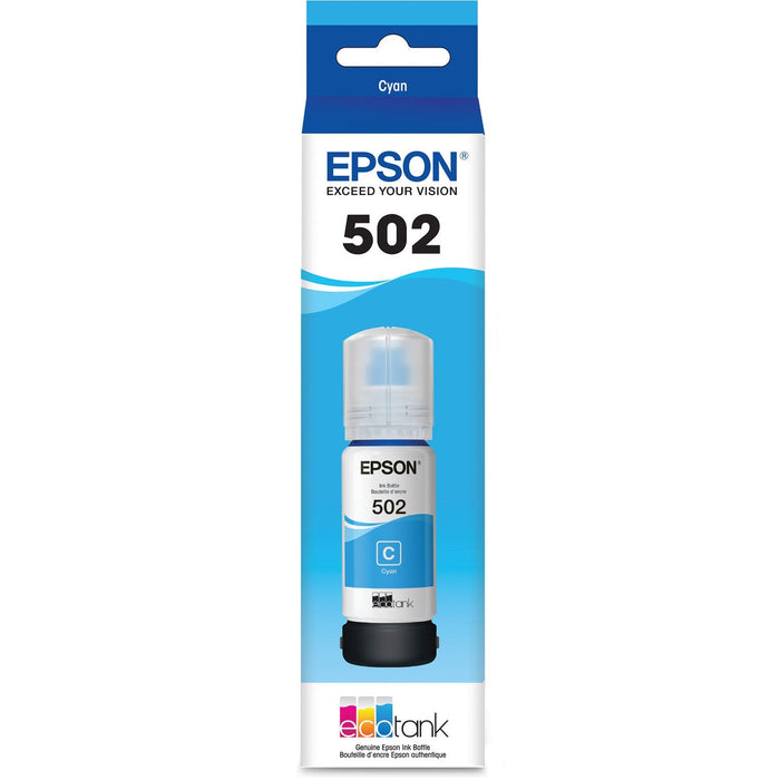 New, Pre-Owned - Epson 502 Cyan Ink Bottle, T502220-S