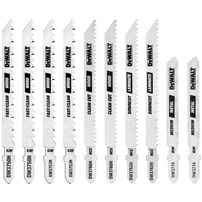 DeWalt DW3741C Jigsaw Blades Set With Case T-Shank 10-Piece