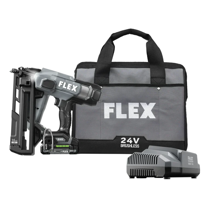 FLEX FX4321A-1A 16Ga Angled Nailer Kit (1x2.5Ah Battery+160W Charger)