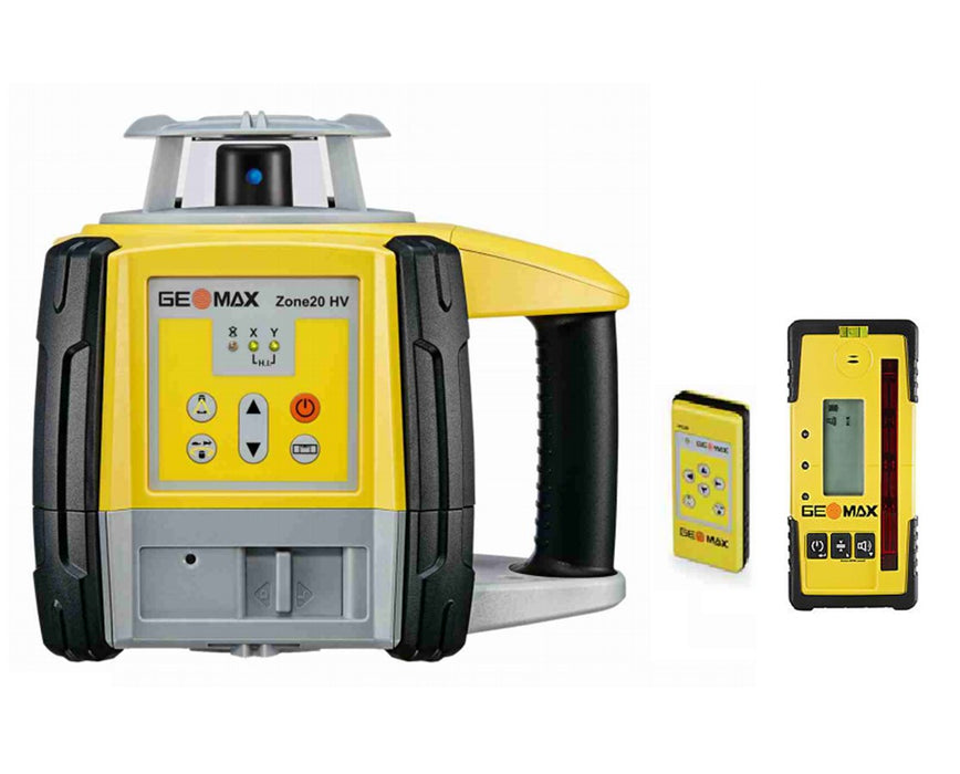 GeoMax Zone20HV Self-Leveling Horizontal/Vertical Rotary Laser w/ ZRP105 Pro Receiver & ZRC20 Remote Control - 6010642