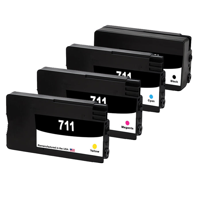 U.S. Remanufactured Ink Cartridges for HP 711XL 1 Black / 711 3 Color 4-pack