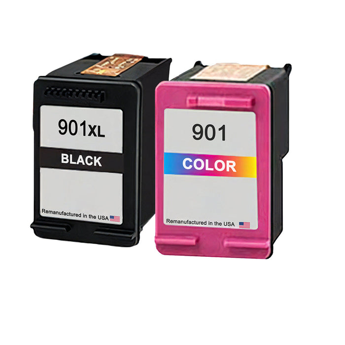U.S. Remanufactured for HP 901XL Black / 901 Tri-Color Combo Pack Ink Cartridges