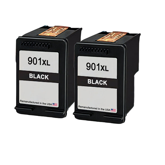 U.S. Remanufactured for HP 901XL (CC654AN) Black Twin Pack Ink Cartridges