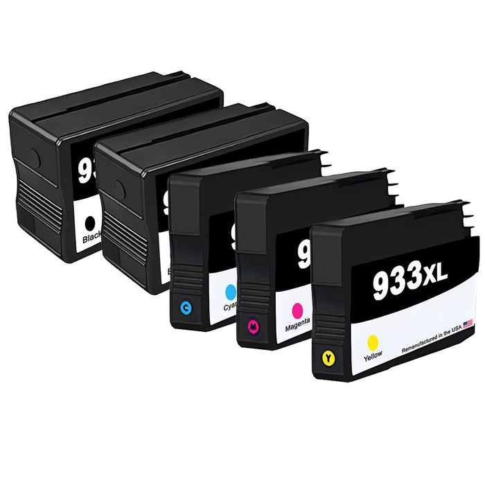 U.S. Remanufactured for HP 932XL 2 Black / 933XL 3 Color 5-pack Ink Cartridges
