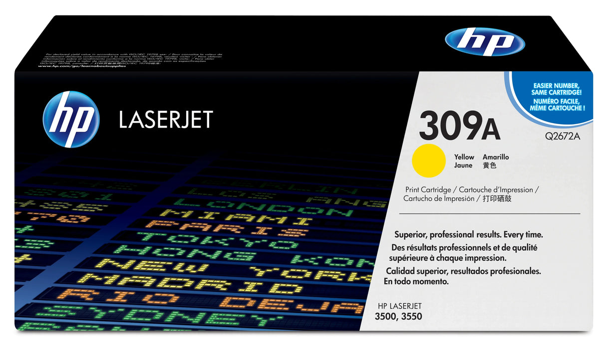 New, Pre-Owned - HP 309A Yellow Laser Toner Cartridge, Q2672A
