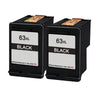 U.S. Remanufactured for HP 63XL (F6U64AN) Black Twin Pack Ink Cartridges