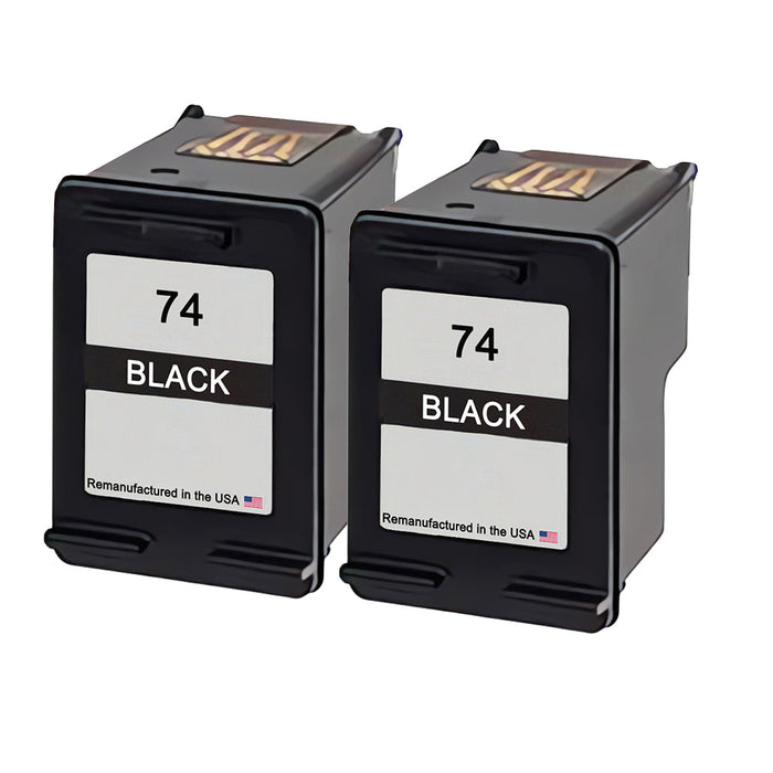 U.S. Remanufactured for HP 74 (CB335WN) Black Twin Pack Ink Cartridges