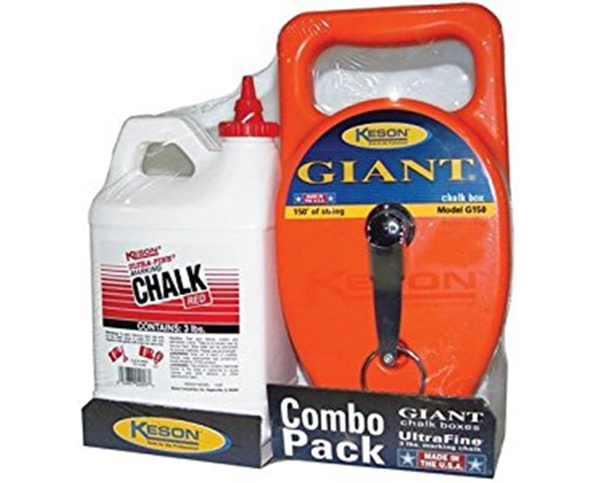 100 Feet Little Giant Chalk Line Reel; 15 Oz Capacity with 3 Lbs Red Chalk