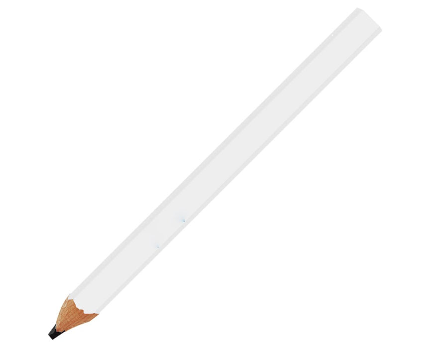 White Carpenter's Wood Pencil w/ Black Lead; Qty: 72-Box